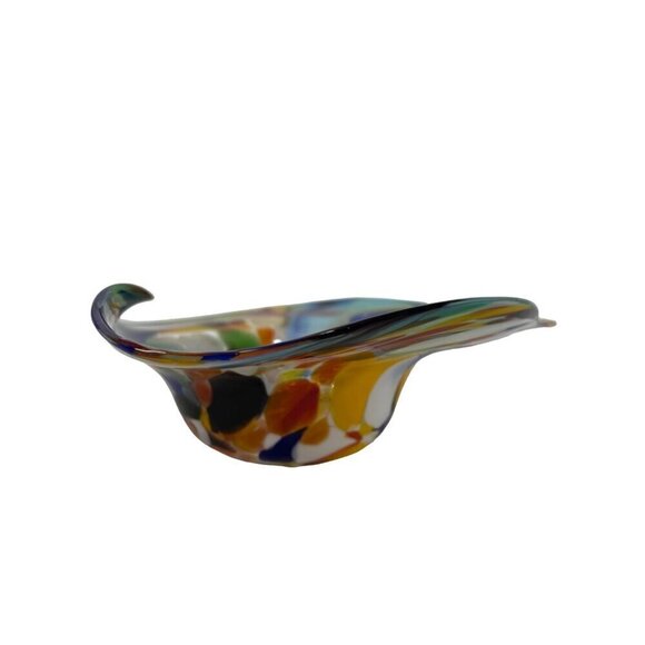 Murano Spatter Glass Heart Dish 6" Bright Confetti Colored - Picture 7 of 7